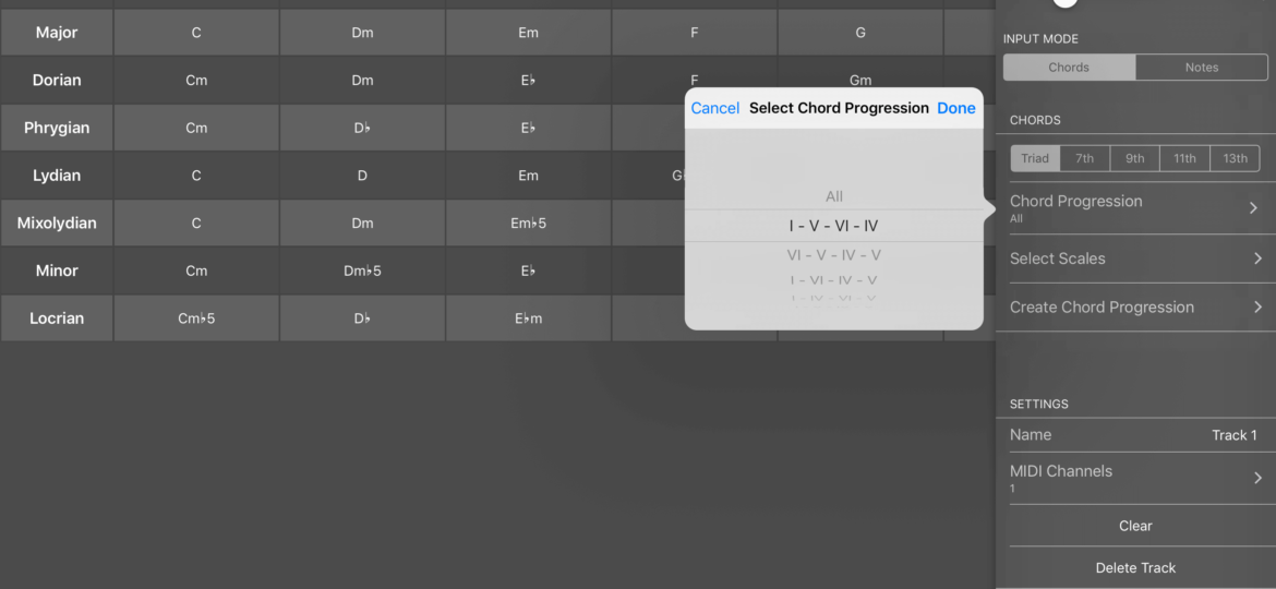 select chord progression